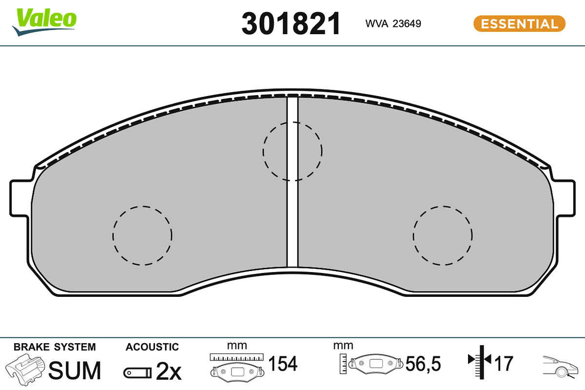 Jeu de 4 plaquettes de frein VALEO ref. 301821